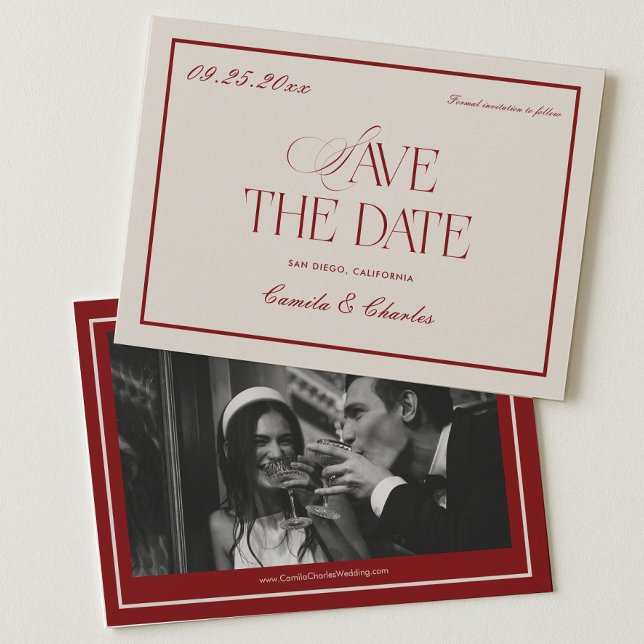 Deep Red Opera Wedding Save the Date Photo Invitation (Creator Uploaded)