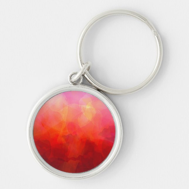 Deep Red Orange Yellow Watercolor Background Key Ring (Front)
