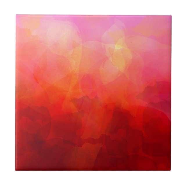 Deep Red Orange Yellow Watercolor Background Tile (Front)