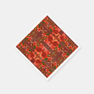 Deep Red Oriental Lily - Enhanced Napkin