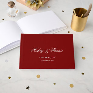 Deep Red Personalized Guest Book with Custom Text