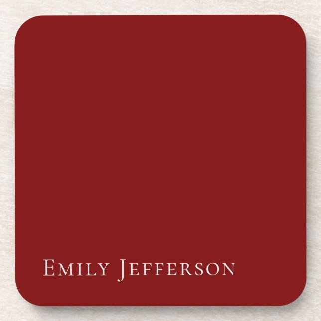 Deep Red Plain Elegant Professional Modern Coaster (Front)
