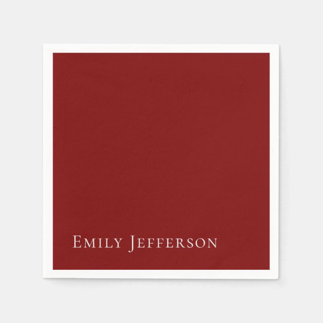 Deep Red Plain Elegant Professional Modern Napkin (Front)
