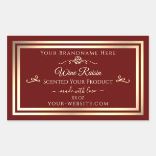 Deep Red Product Label Gold Frame and Vintage Rose