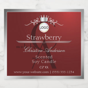 Deep Red Product Label Silver Frame Logo Monogram