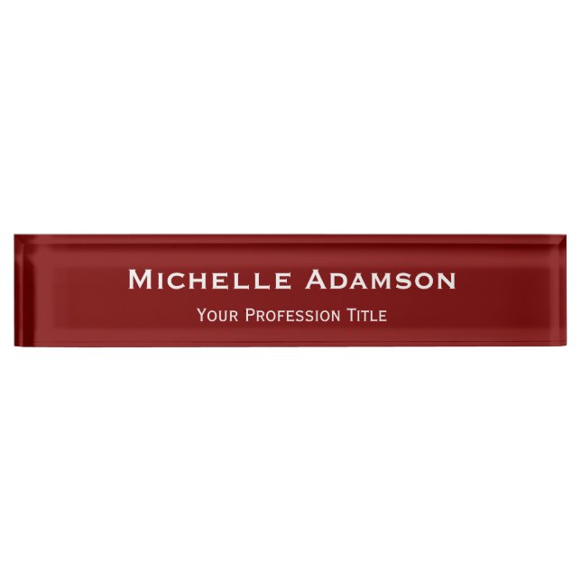 Deep Red Professional Plain Modern Nameplate (Front)