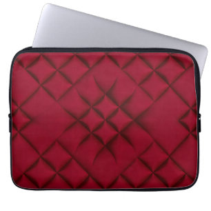 Deep Red Quilted Leather Pattern Laptop Sleeve