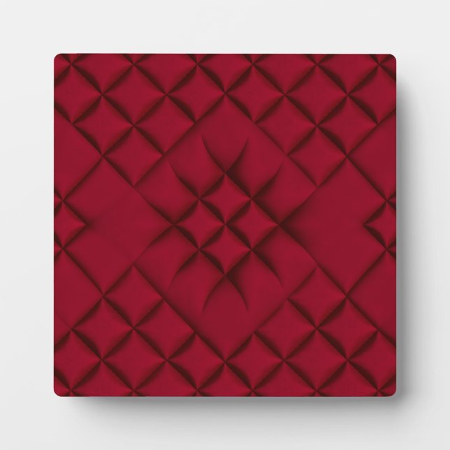 Deep Red Quilted Leather Pattern Plaque (Front)