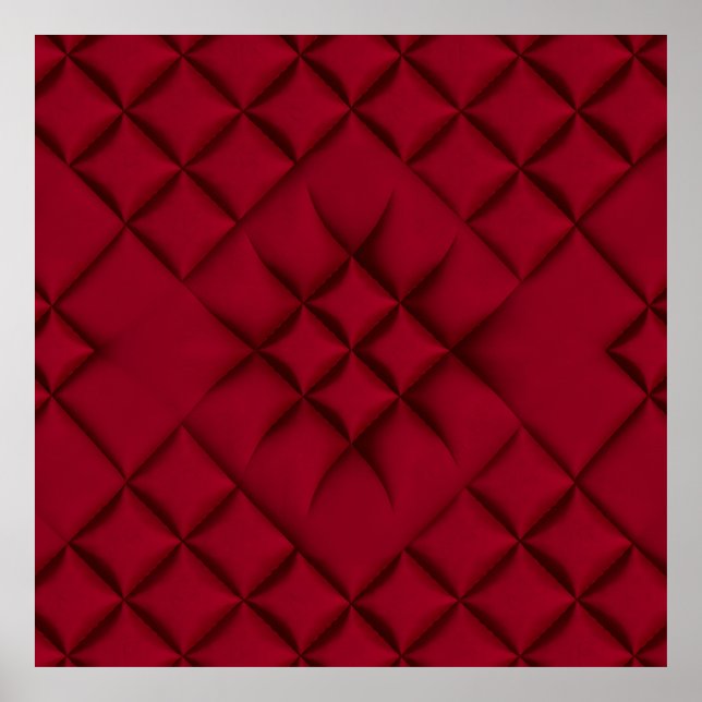 Deep Red Quilted Leather Pattern Poster (Front)