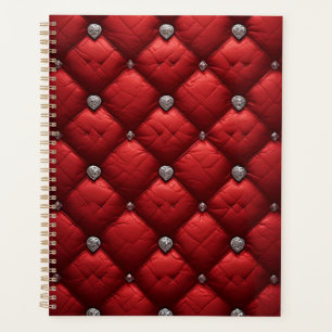 Deep Red Quilted Rich Dimensional Details Planner