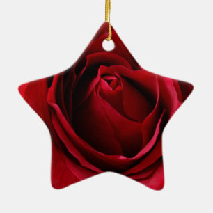 deep red rose ceramic tree decoration