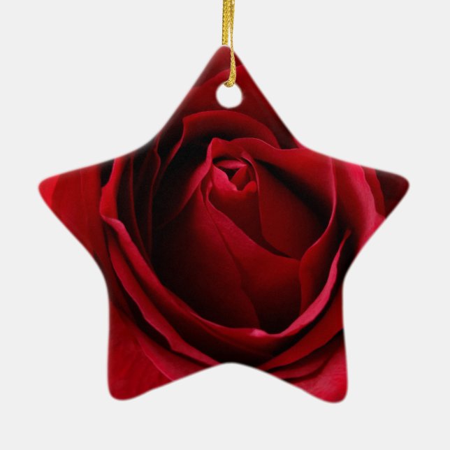 deep red rose ceramic tree decoration (Back)