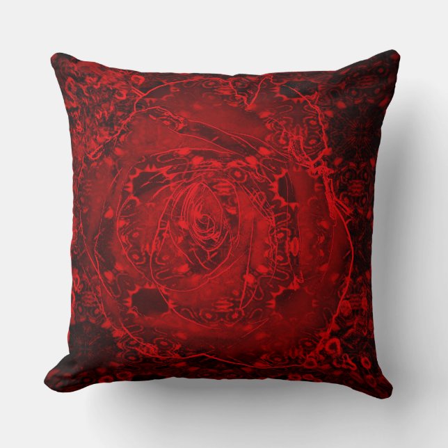 Deep Red Rose Design Cushion (Front)