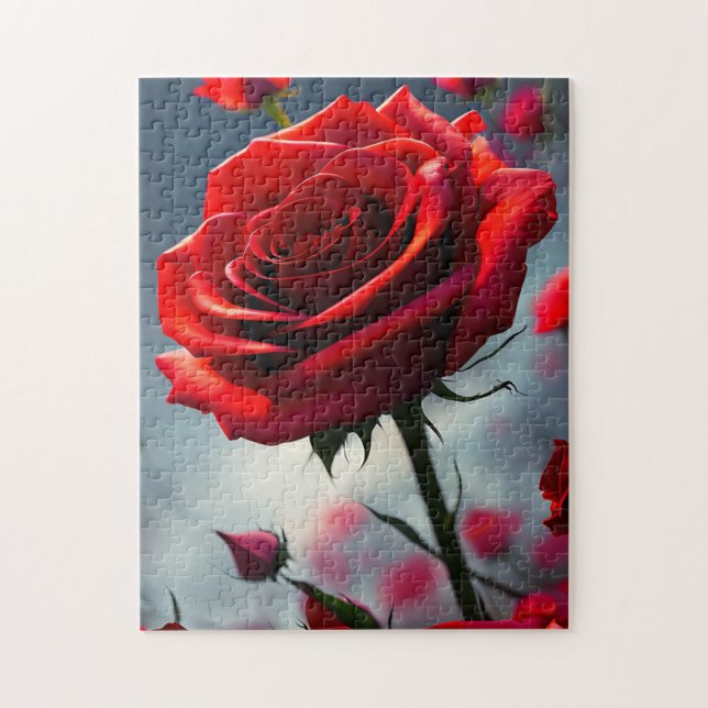 Deep Red Rose, Jigsaw Puzzle (Vertical)