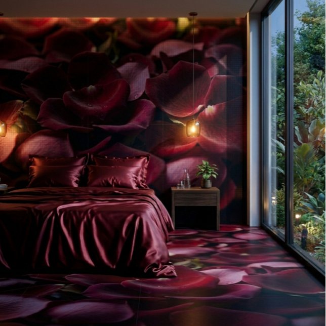 Deep Red Rose Petals Elegant Floral Ceramic Tile (​"Transform your ordinary bedroom into a 5-star Honeymoon Suite. 🌹 Pure luxury, pure passion.")