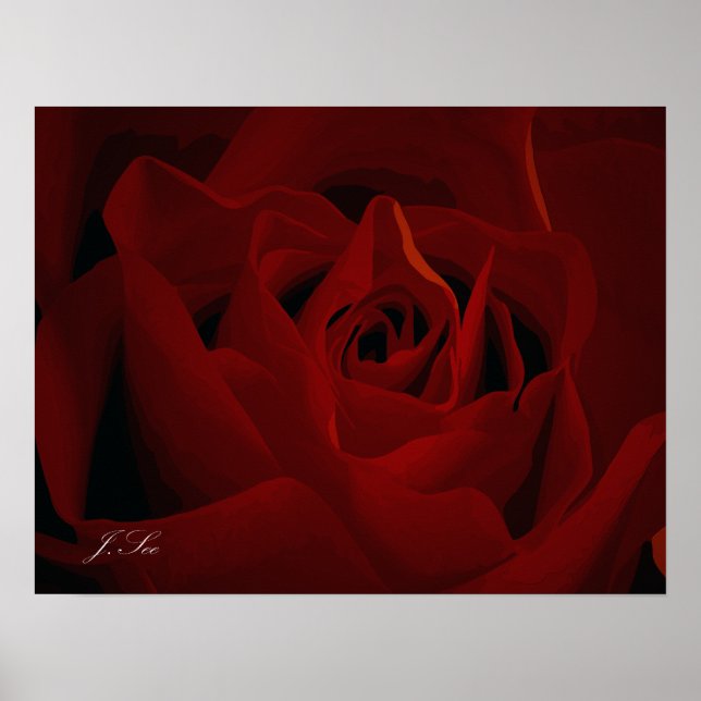 Deep Red Rose Poster (Front)