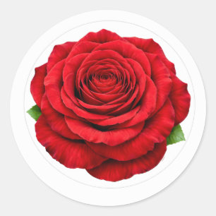 Deep Red Rose Round Envelope Seal Sticker