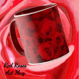 Deep Red Roses Art Mug Cup