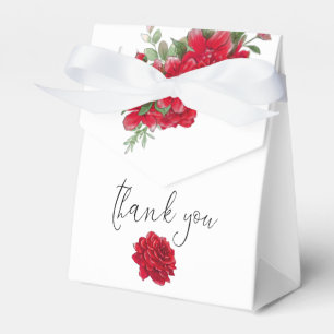 Deep Red Roses Florals Names Date White Favour Box