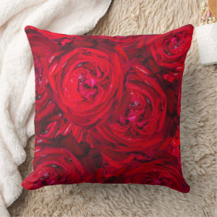 Deep red roses pattern cushion