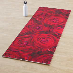 Deep red roses pattern  yoga mat