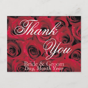 Deep Red Roses Thank You Postcard (1)