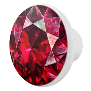 Deep Red Ruby Gem Pattern Ceramic Knob