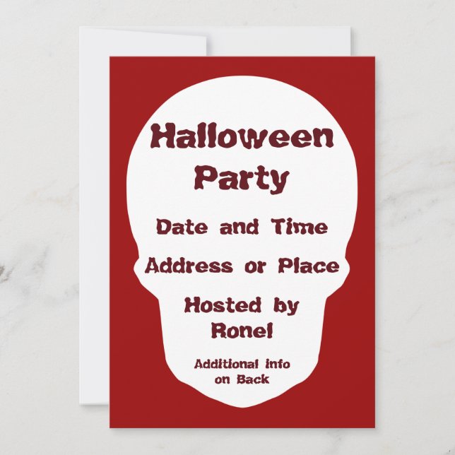 Deep Red Skull Cut Out Silhouette Invitation (Front)