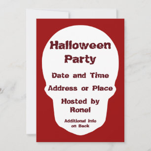 Deep Red Skull Cut Out Silhouette Invitation