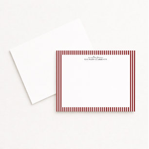Deep Red Stripe Border Note Card