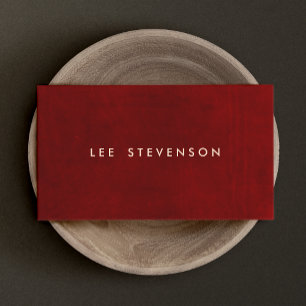 Deep Red Suede Simple Elegant Business Card