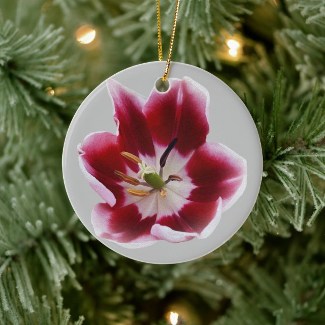 Deep red tulip ceramic tree decoration (Tree)