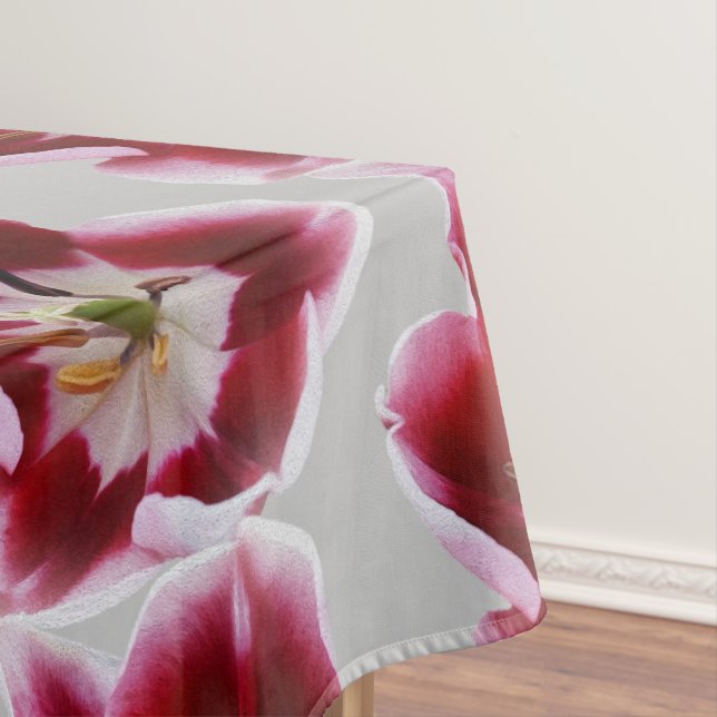Deep red tulip tablecloth (In Situ)