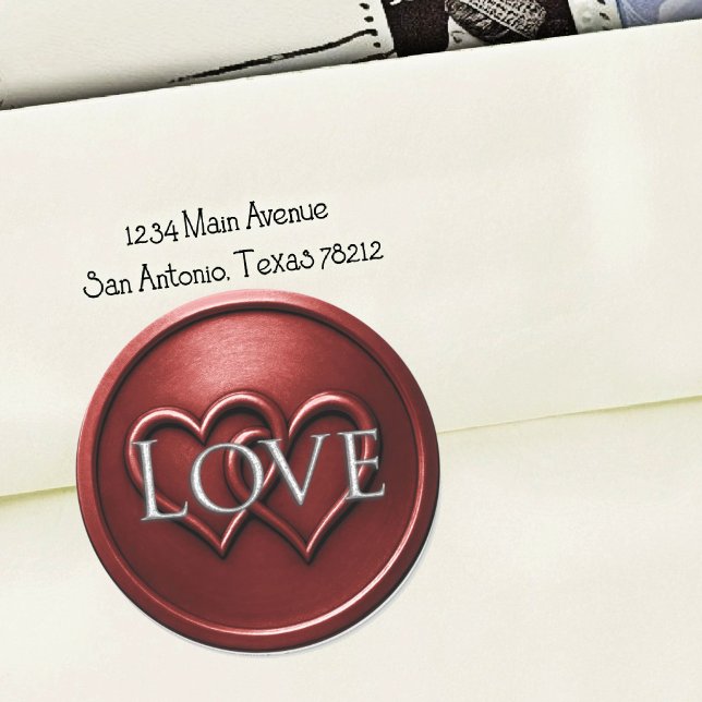 Deep Red Two Hearts Intertwined Wedding Classic Round Sticker (Creator Uploaded)