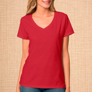 Deep Red V-Neck fashion T-Shirt / Customise