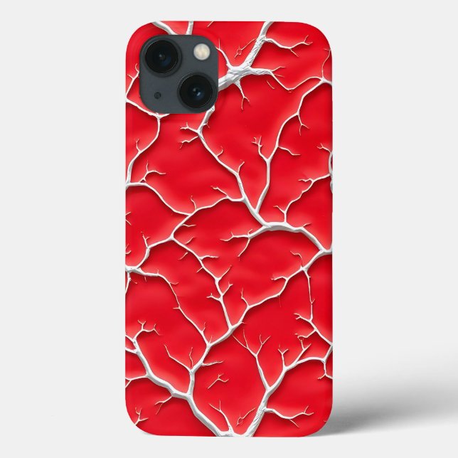 Deep Red Vein iPhone Case with Organic Texture (Back)
