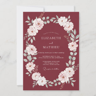 Deep Red Vine Wedding Invitation