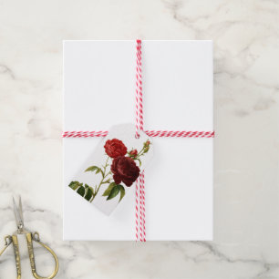 Deep red vintage roses painting gift tags