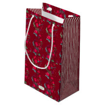 Deep Red Wassail Floral Gift Bag