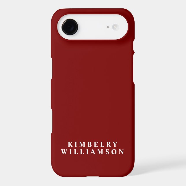 Deep Red White Customised Name Stylish Monogram  (Back)
