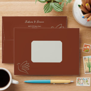 Deep Red with Peace Dove Graphic Envelope