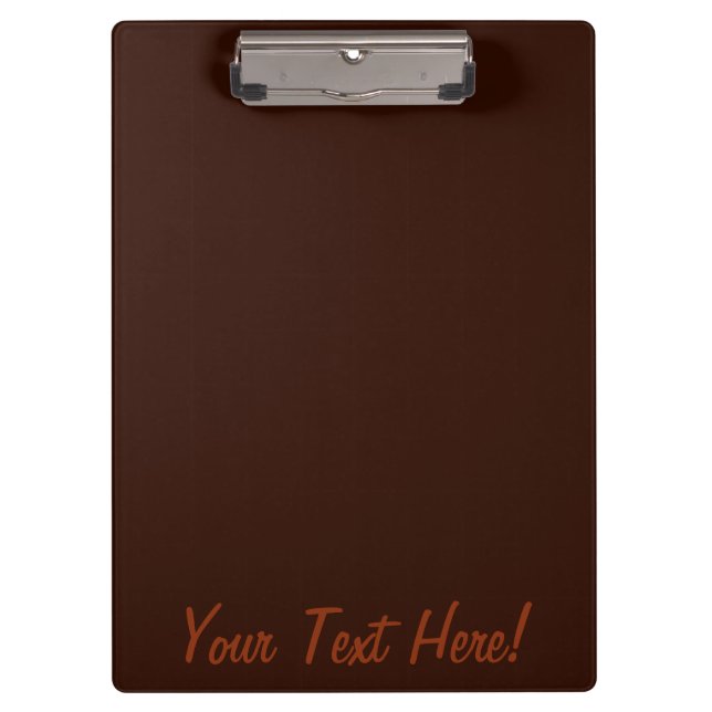 Deep Rich Brown colour decor Customisable Clipboard (Front)