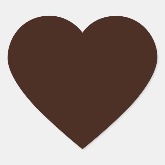 Deep Rich Brown Solid Colour Heart Sticker (Front)