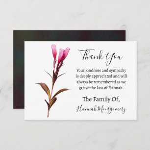 Deep Rich Florals Funeral Sympathy Thank You Card