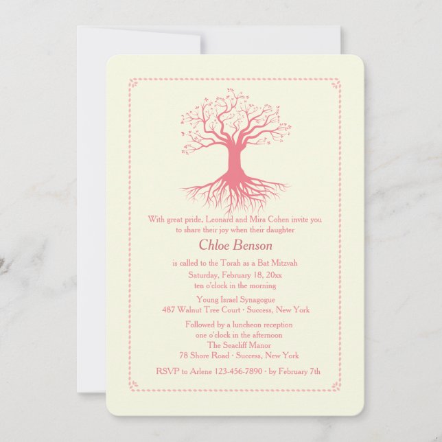 Deep Rooted Bat Mitzvah Invitation (Front)