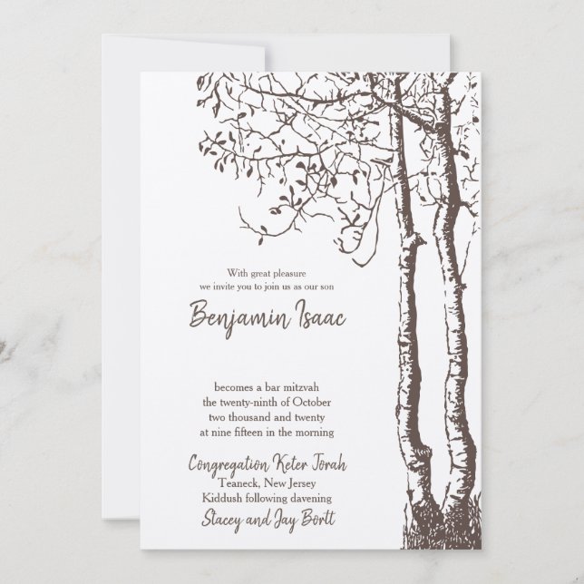 Deep Roots Jewish Wedding Invitation (Front)