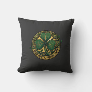 Deep Roots Strong Faith Celtic Shamrock Porthole Cushion