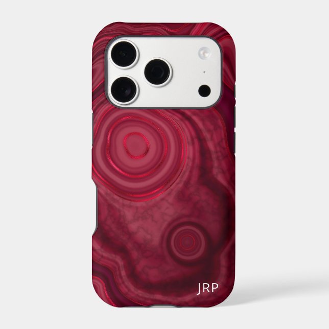 Deep Rose Abstract Agate Pattern with Monogram (Back)
