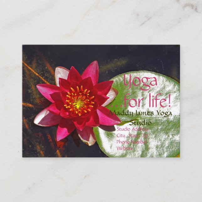 Deep Rose Coloured Lotus Blossom Customisable Business Card (Front)