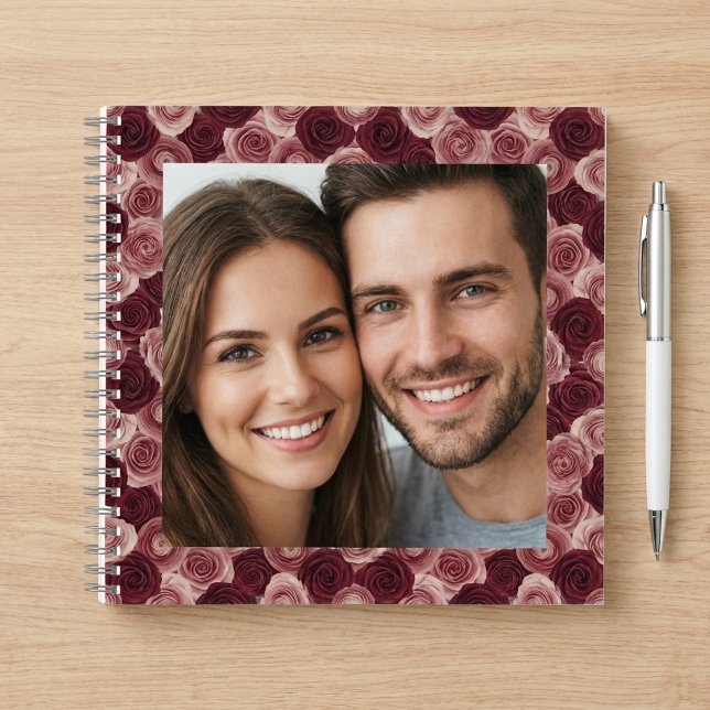 Deep Rose Floral Border Frame Photo Notebook (Creator Uploaded)
